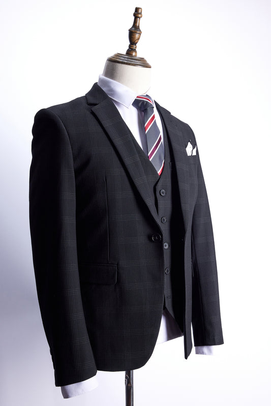 黑色格仔西裝 UY-A28
