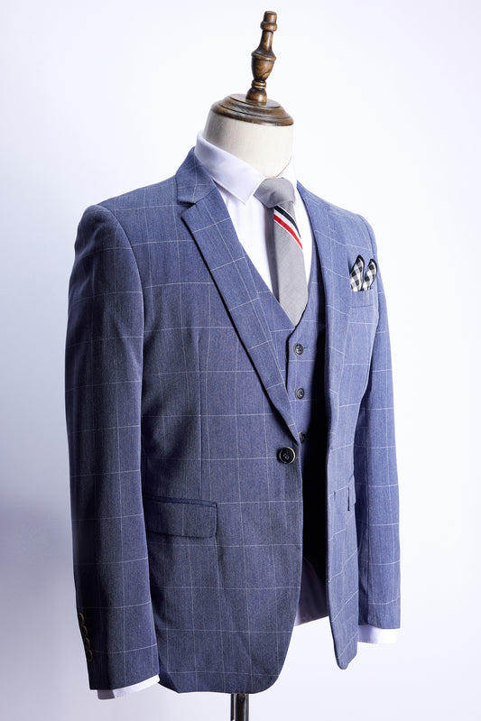 牛藍格仔西裝 UY-A14