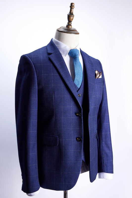 寶藍格仔西裝 UY-A29